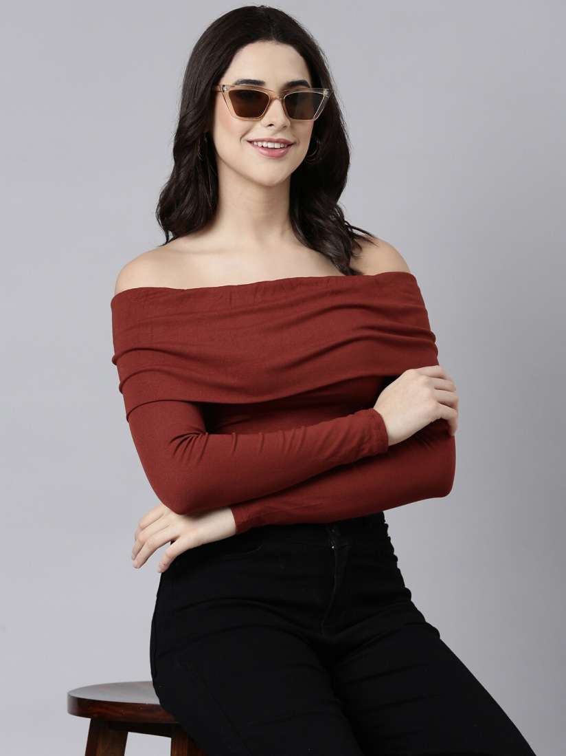 Off shoulder top myntra shop