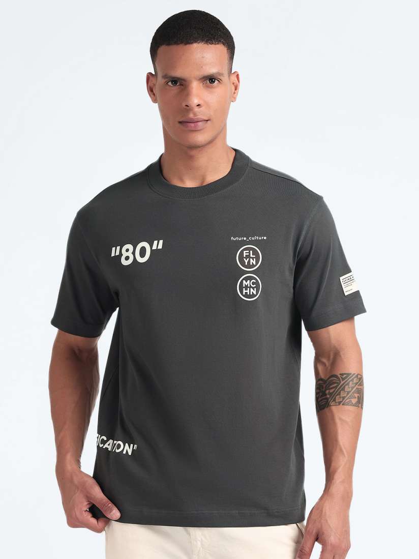 Buy Flying Machine Typography Printed Oversized Pure Cotton T shirt Tshirts for Men 27828406 Myntra