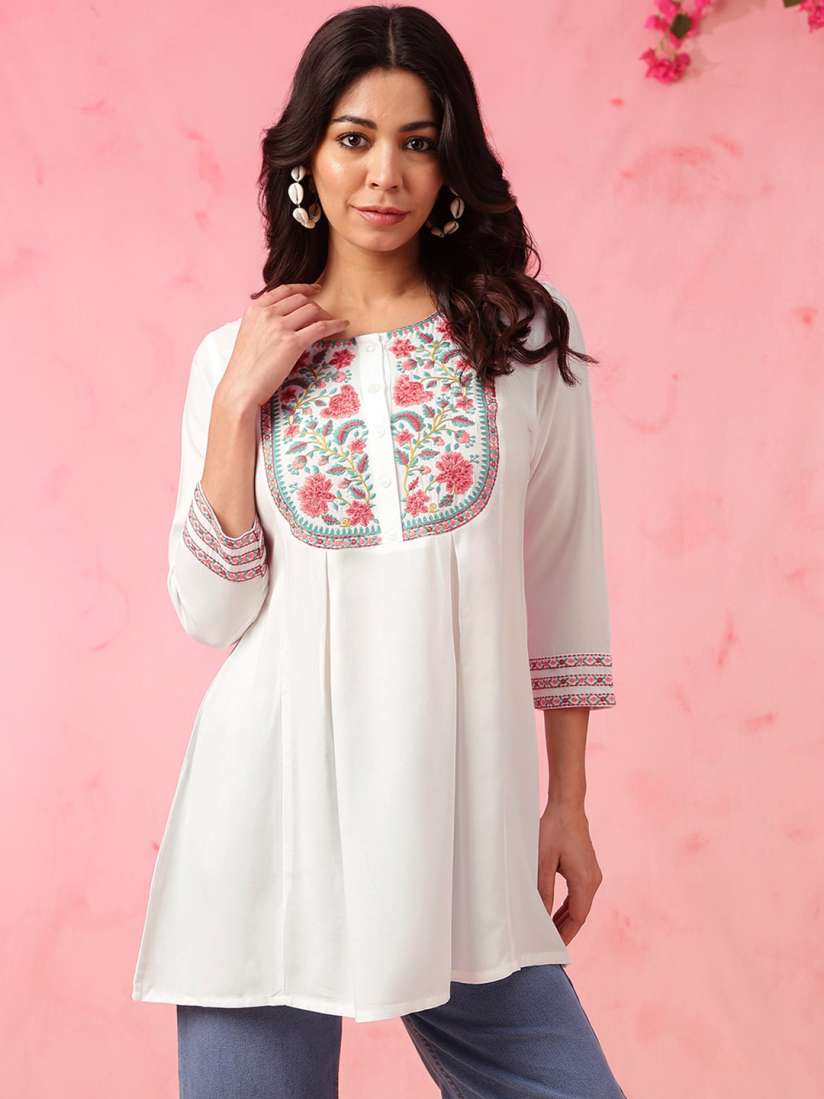 Myntra white long kurtis discount