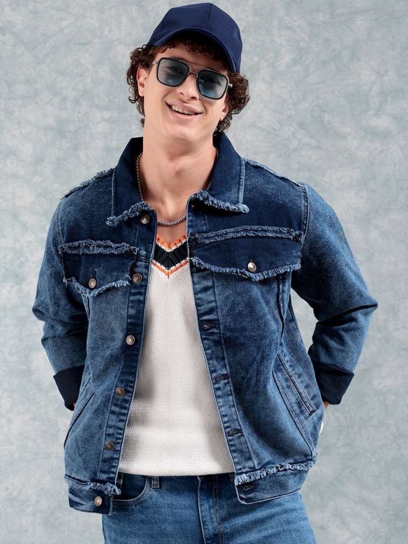 Cropped denim jacket men top