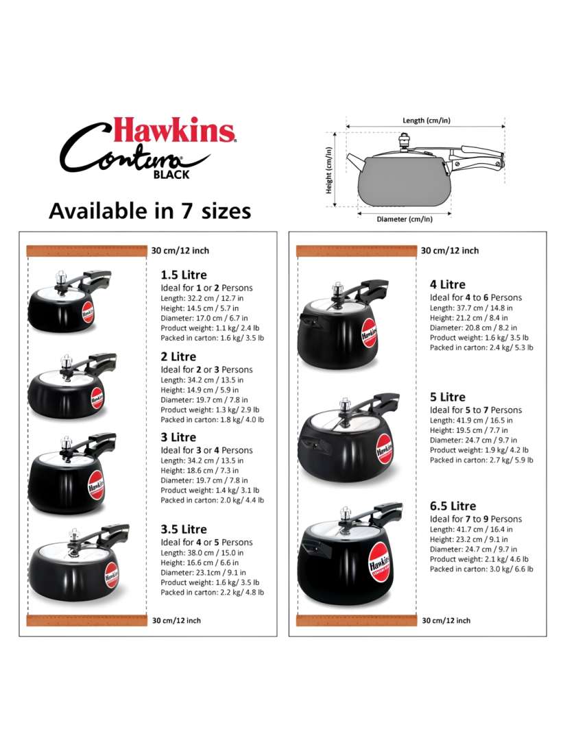 Buy Hawkins Contura Black 1.5L Pressure Cooker Black CB15 Pressure Cooker for Unisex 27854380 Myntra