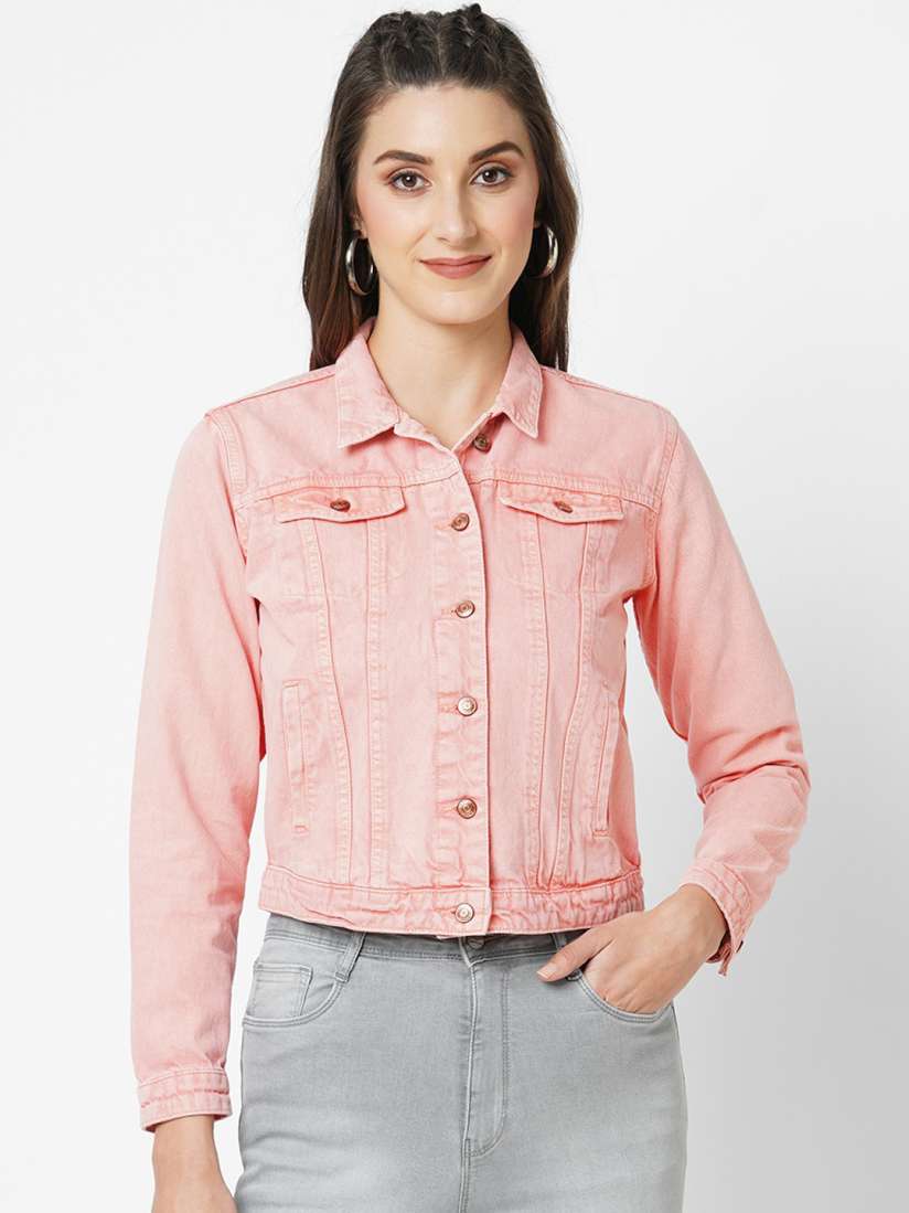 Buy Kraus Jeans Long Sleeves Crop Denim Jacket Jackets for Women 27859988 Myntra