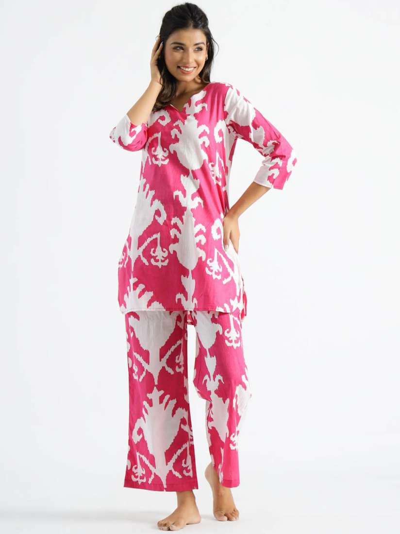 Buy FLAVIA CREATION Printed Pure Cotton Tunic With Pyjamas Night suits for Women 27863342 Myntra