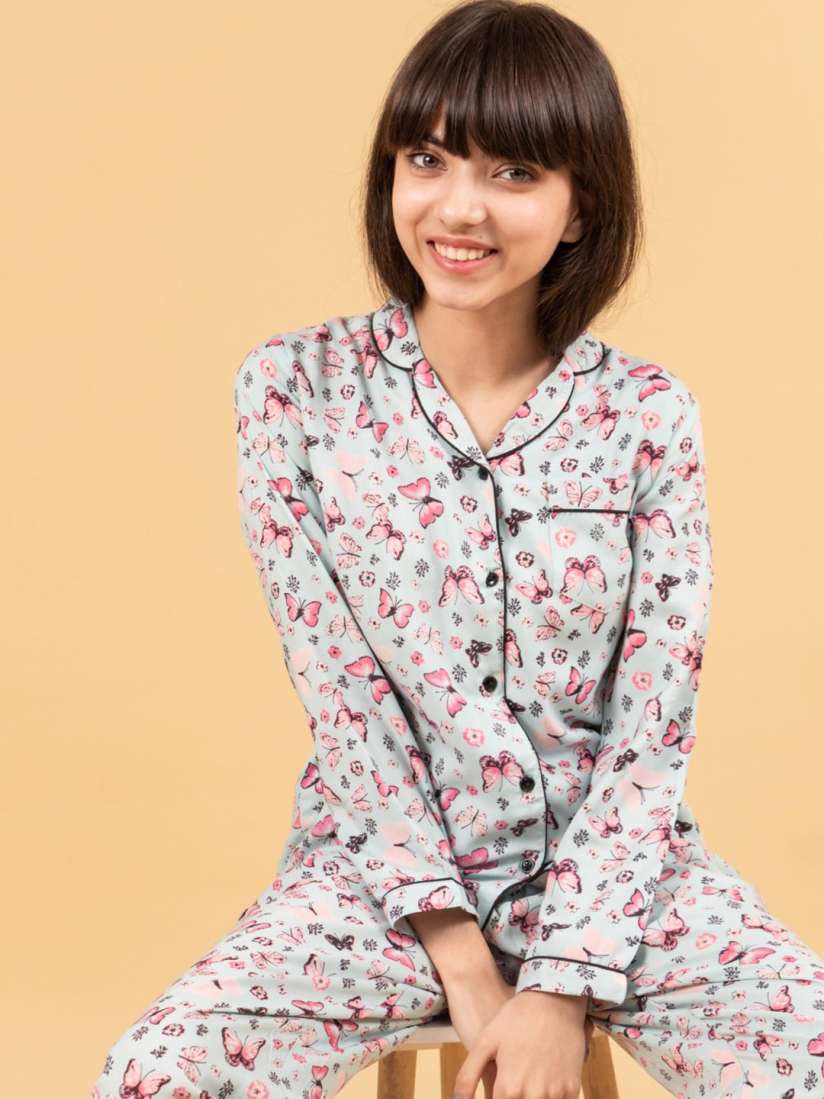 Buy TWEENY MINI Girls Graphic Printed Lapel Collar Shirt Pyjama Night suits for Girls 27866130 Myntra