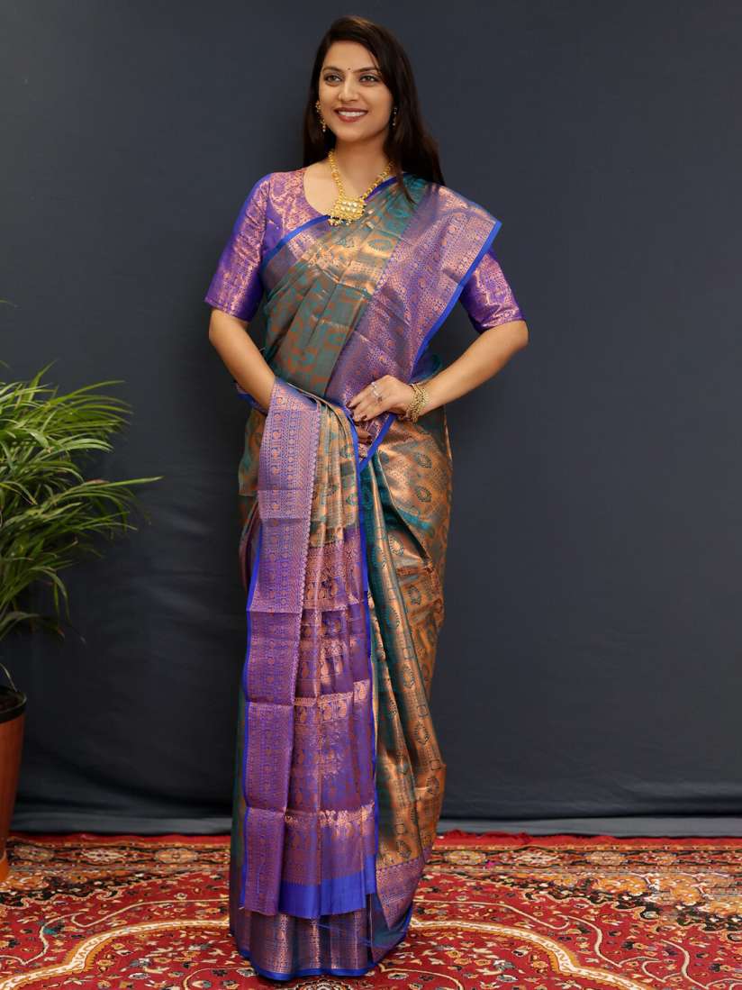 Buy Mitera Woven Design Zari Kanjeevaram Saree Sarees for Women 27869094 Myntra