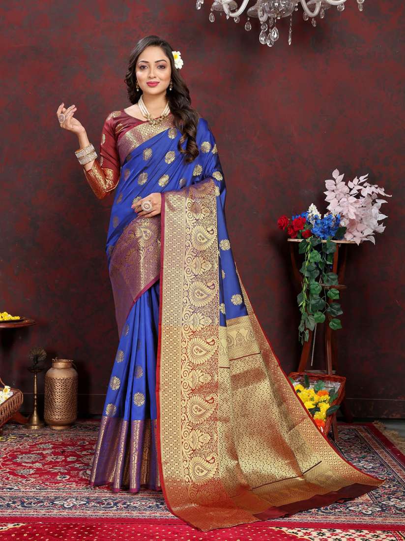 Buy Ekta Textiles Floral Woven Design Zari Pure Silk Banarasi Saree Sarees for Women 27871136 Myntra