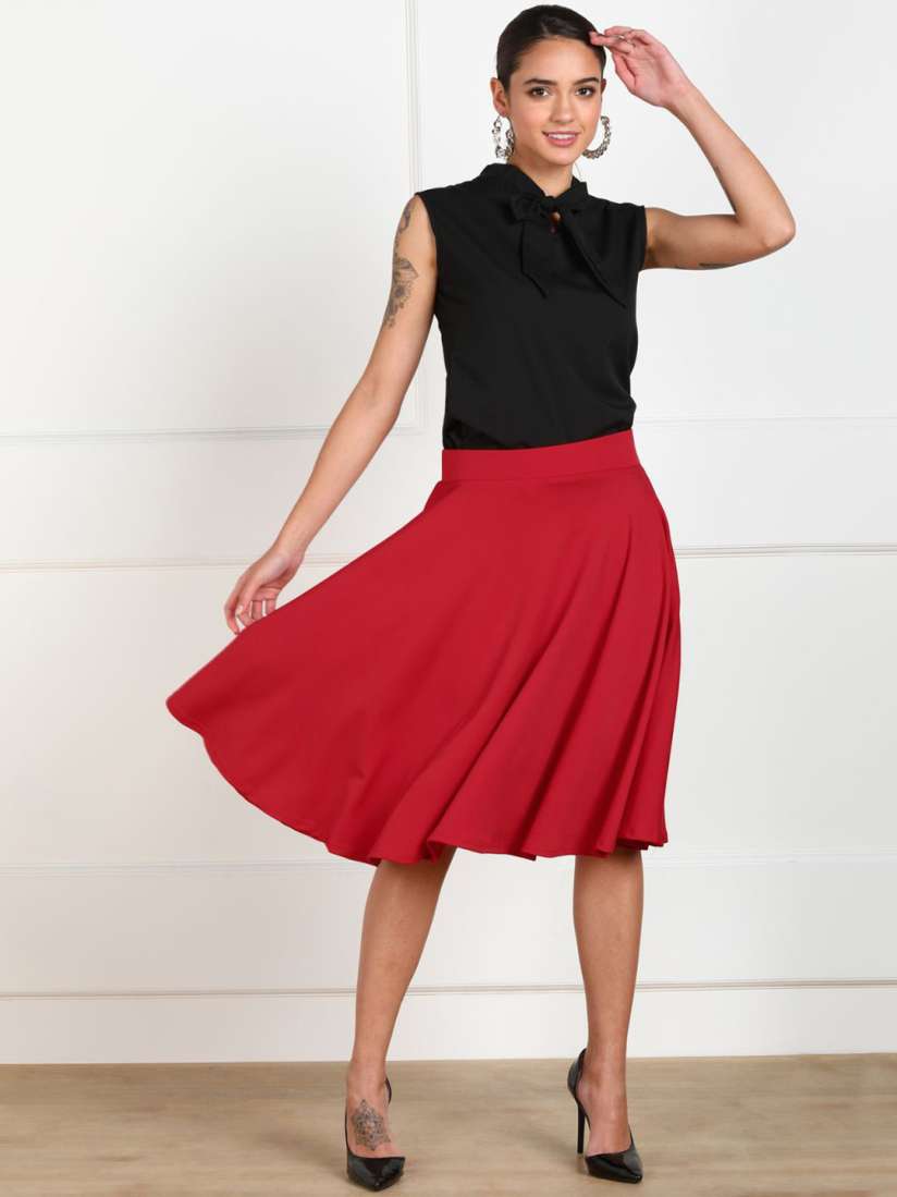 Buy BAESD Flared Knee Length Skirt Skirts for Women 27872076 Myntra