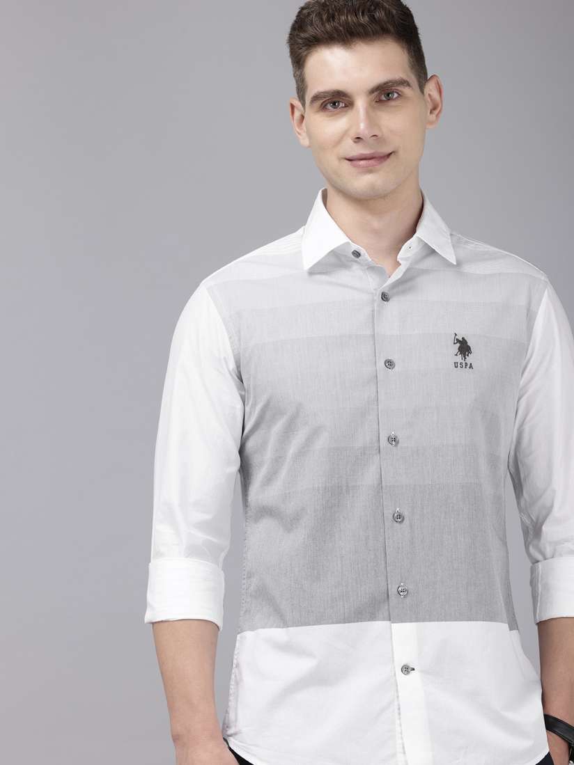 Buy U.S. Polo Assn. Pure Cotton Tailored Fit Opaque Colourblocked Casual Shirt Shirts for Men 27880896 Myntra