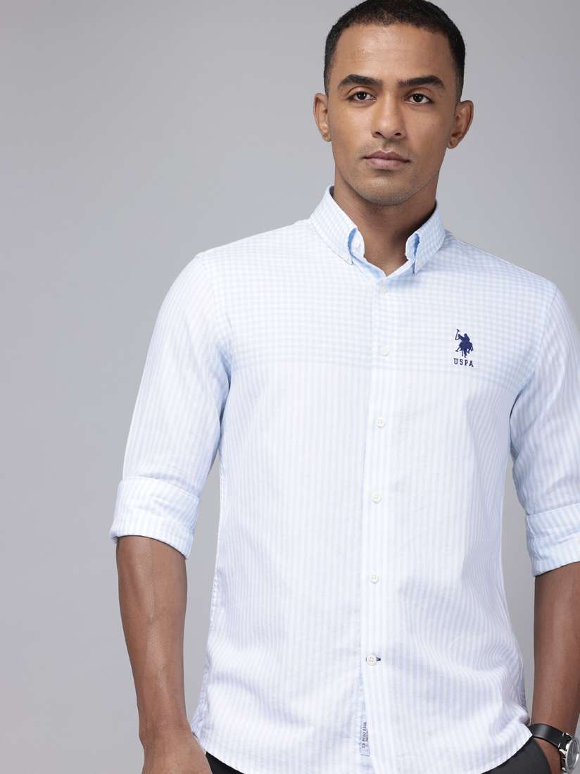Buy U.S. Polo Assn. Tailored Fit Vertical Stripes Button Down Collar Pure Cotton Casual Shirt Shirts for Men 27880954 Myntra
