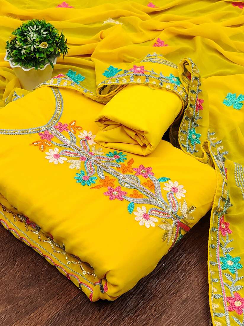 Georgette unstitched dress material deals