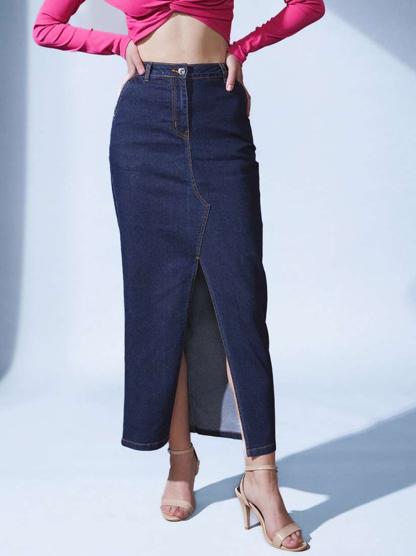 Buy STREET 9 Denim Slit Maxi Skirt Skirts for Women 27885068 Myntra
