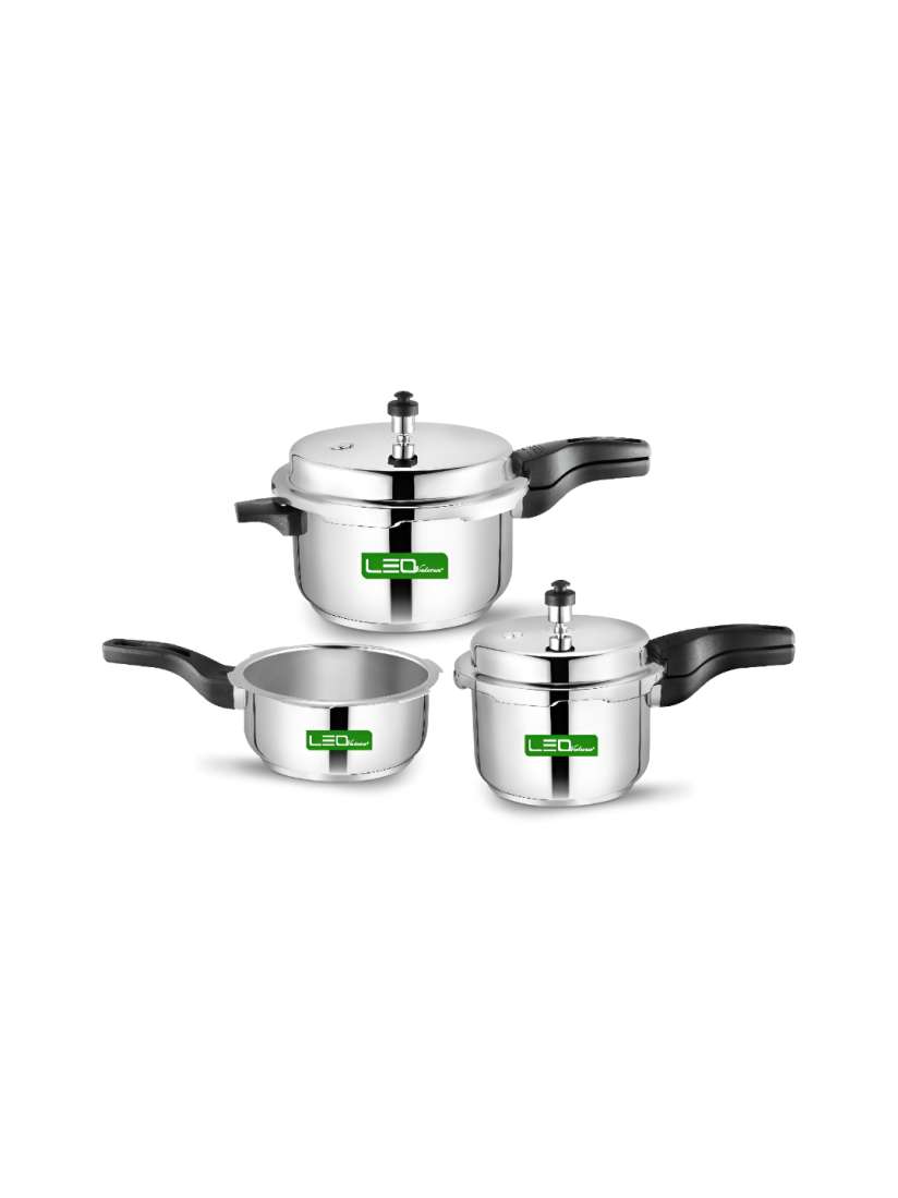 Buy Leo Natura Silver Toned Black 3 Pcs Stainless Steel Combo Pack Pressure Cookers Pressure Cooker for Unisex 27888348 Myntra