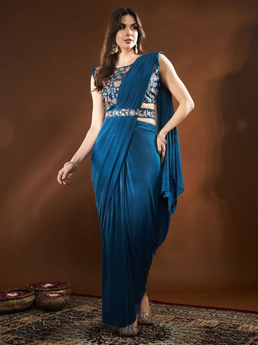 Buy THE52 Floral Embroidered Ready to Wear Saree Sarees for Women 27889718 Myntra
