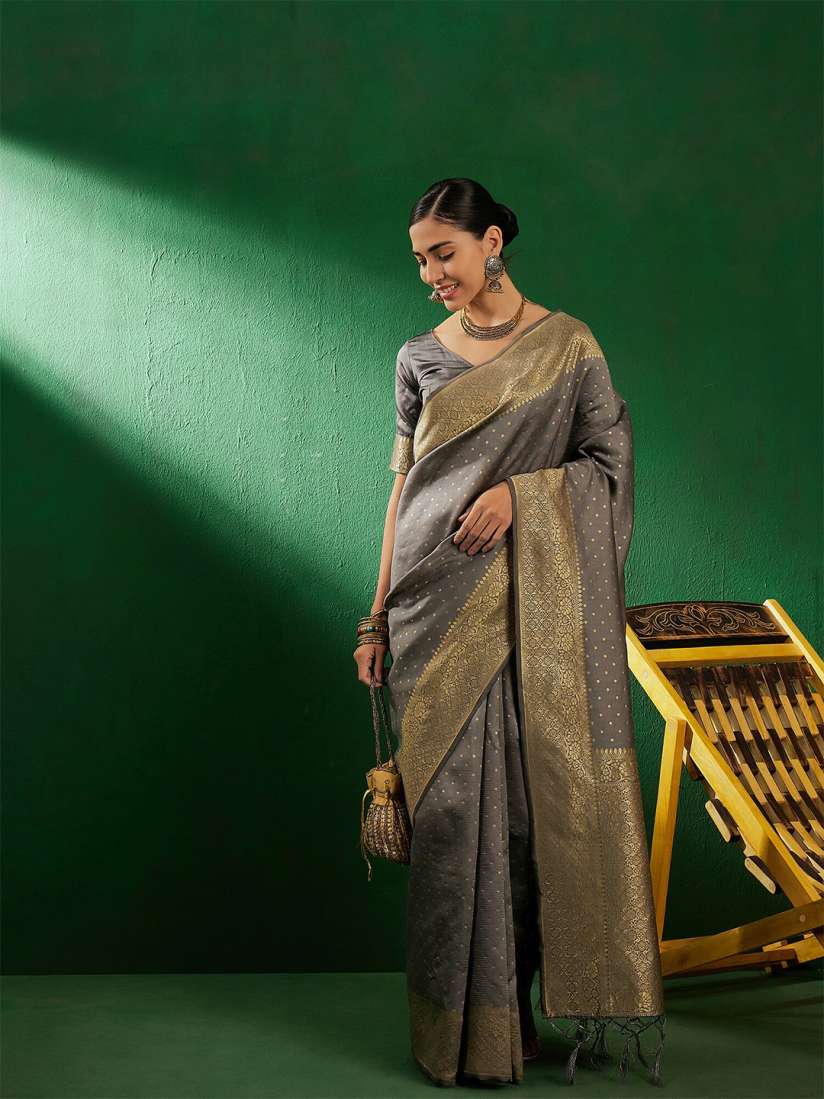 Buy Sangria Ethnic Motifs Woven Design Banarasi Silk Saree Sarees for Women 27893356 Myntra