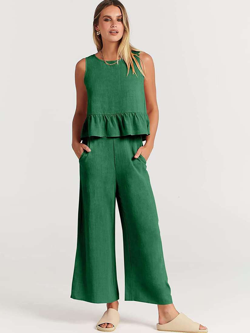 Buy LULU SKY Sleeveless Ruffled Loose Basic Jumpsuit Jumpsuit