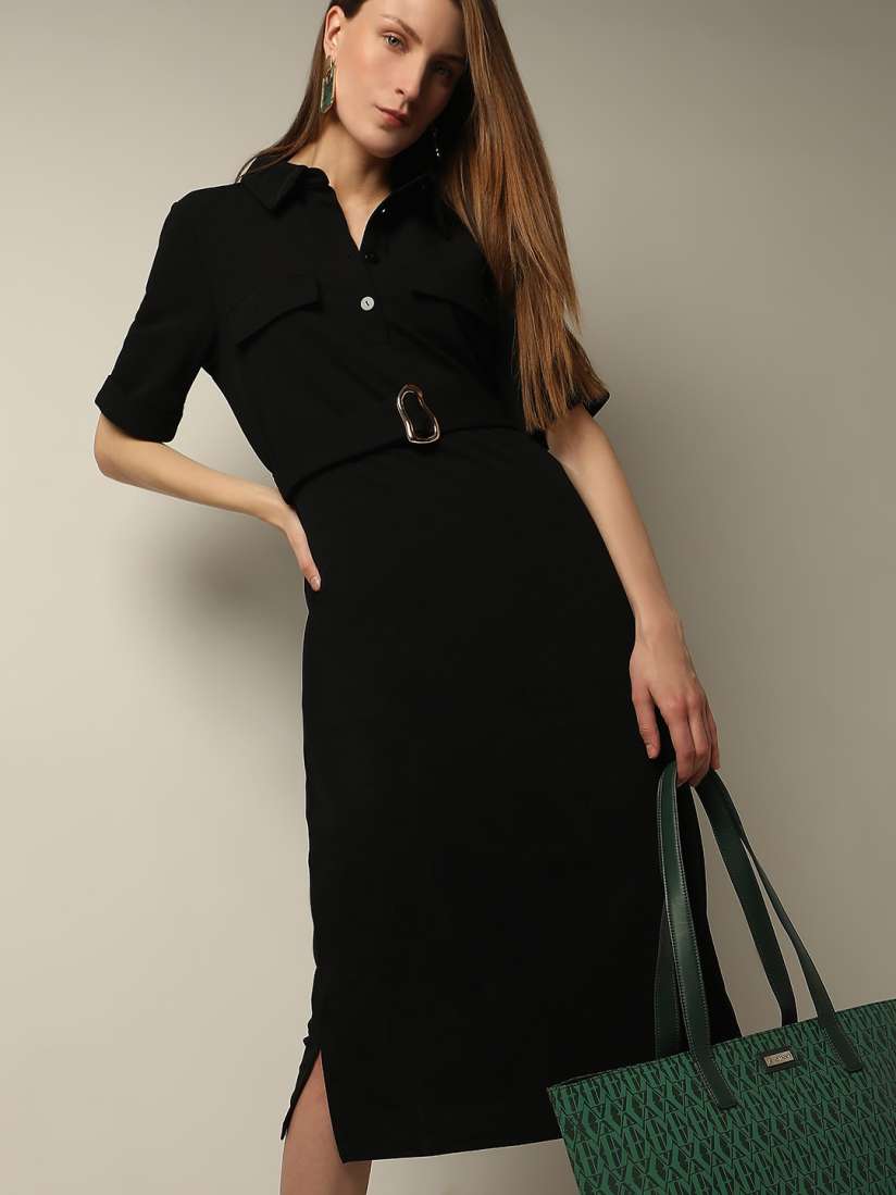 Buy Vero Moda Shirt Collar Short Sleeves Midi Shirt Dress Dresses for Women 27900940 Myntra