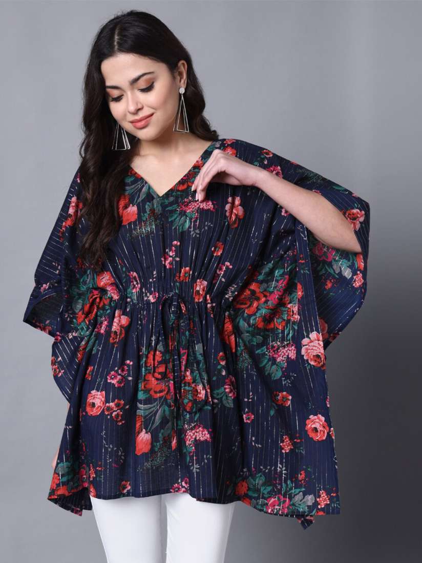 Buy KALINI Floral Print Flared Sleeve Cotton Kaftan Top Tops for Women 27905248 Myntra