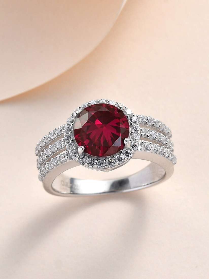 Buy Ornate Jewels 925 Sterling Silver 2 Carat Ruby Solitaire Band Ring Ring for Women 27908544 Myntra