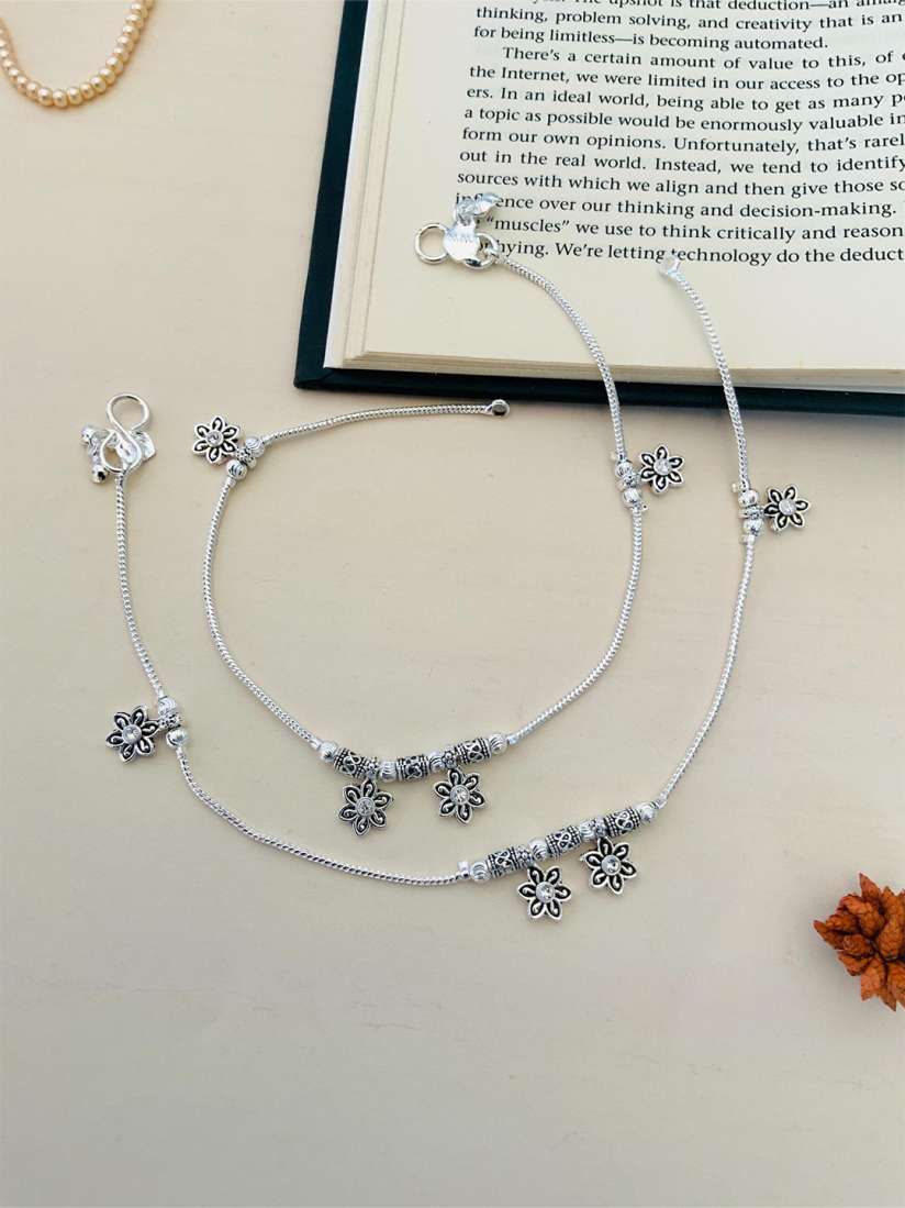 Buy ABDESIGNS Silver Plated Ethnic Anklets Anklet for Women 27917660 Myntra