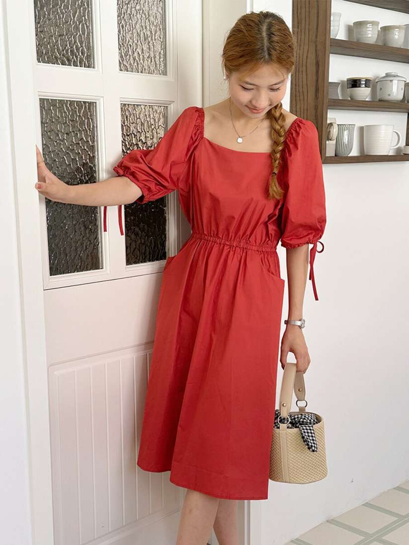 Buy JC Mode Square Neck Puff Sleeve A Line Dress Dresses for Women 27924232 Myntra