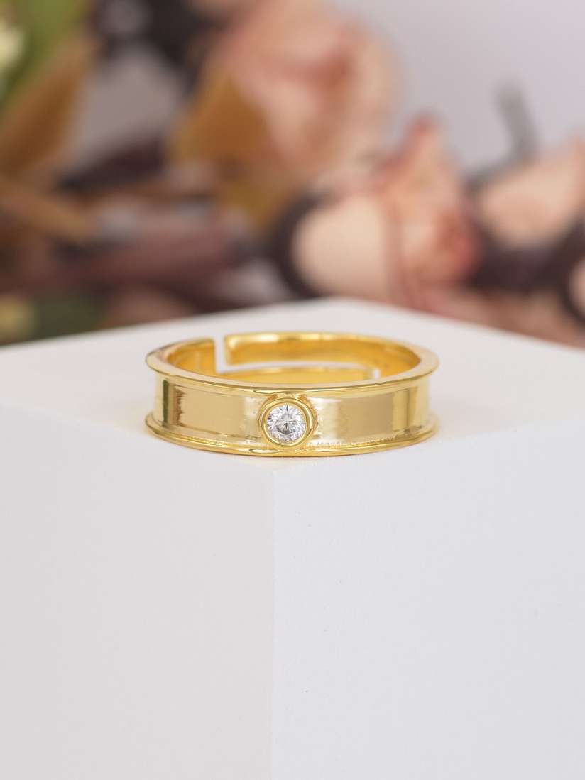 Buy Ornate Jewels 18K Gold Plated Solitaire Adjustable Ring for Men Ring for Men 27925552 Myntra