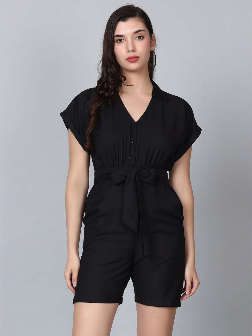 Buy HAUTEQUE Waist Tie Up Playsuit Jumpsuit for Women 27925670 Myntra