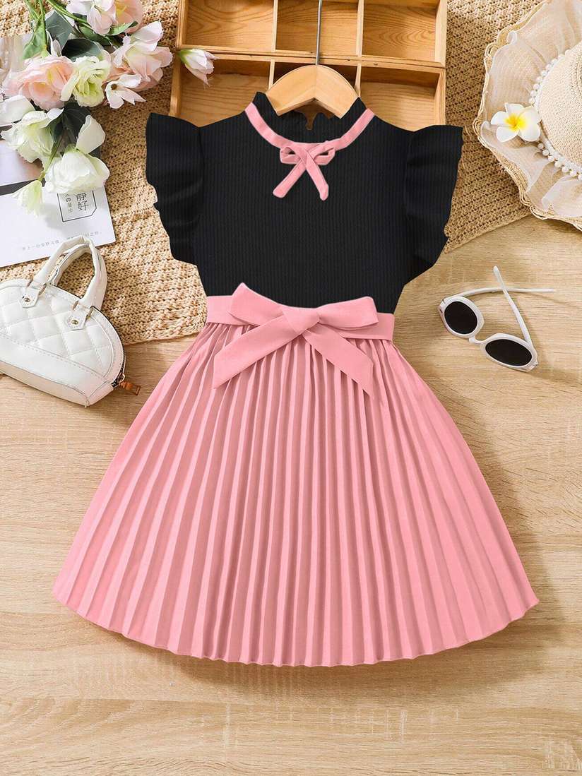 Ladies Dresses Tie Neck Ruffle Trim Pleated Dress Buy Styli Beige