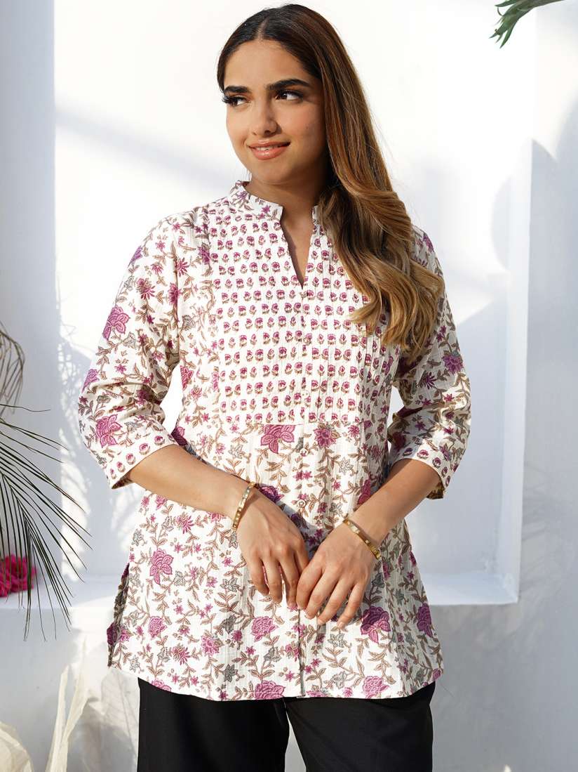 Buy Libas Floral Printed Mandarin Collar Straight Kurti Kurtis for Women 27931746 Myntra