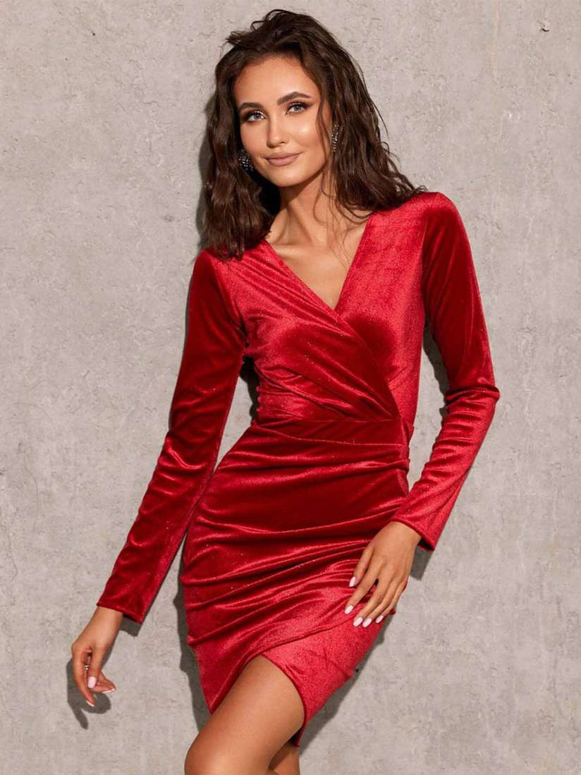 Red bodycon silk dress store