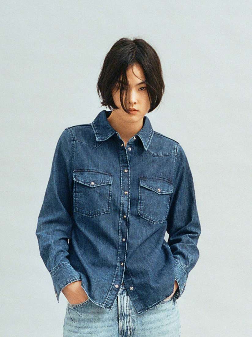 Buy H M Pure Cotton Denim Shirt Shirts for Women 27964300 Myntra
