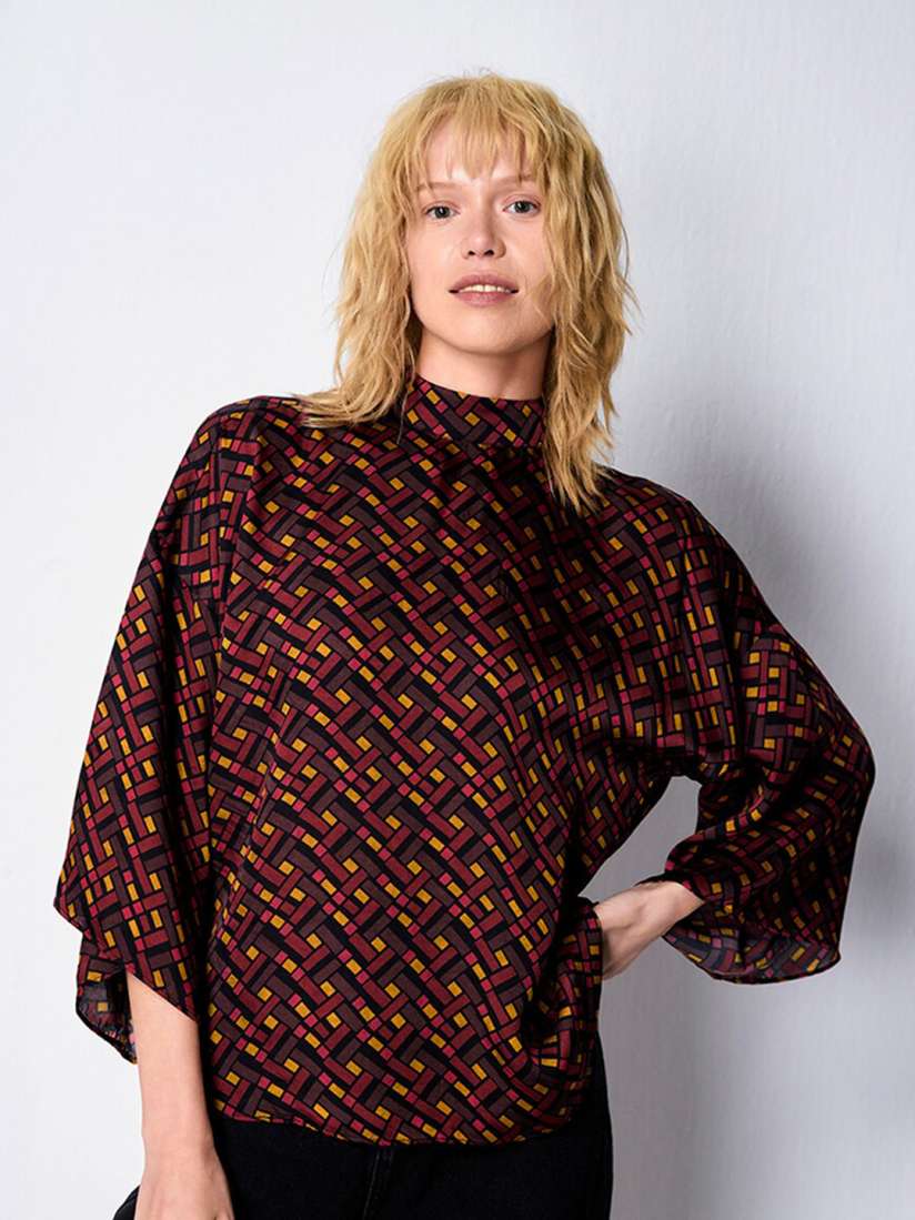 Buy COVER STORY Geometric Print Batwing Sleeve Top Tops for Women 27982508 Myntra