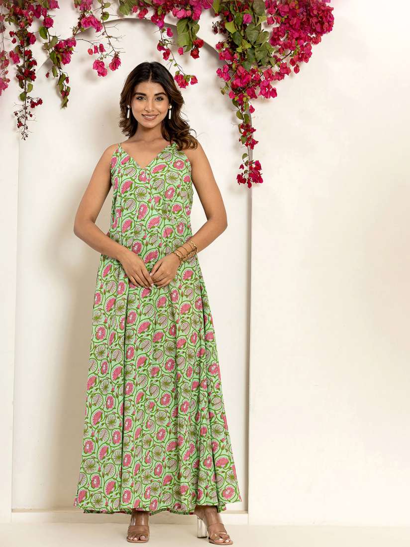 Buy FEATHERS CLOSET Floral Printed Pure Cotton Maxi Dress Dresses for Women 28020128 Myntra