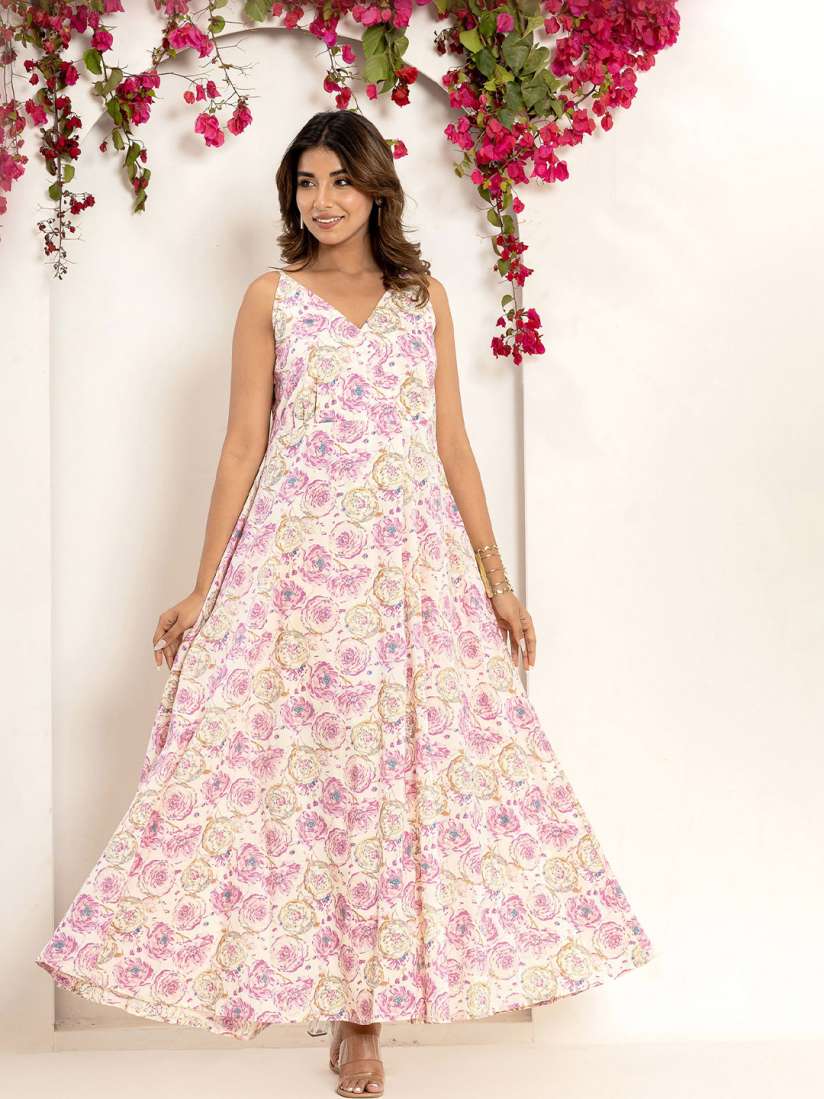 Cotton maxi dress myntra shop