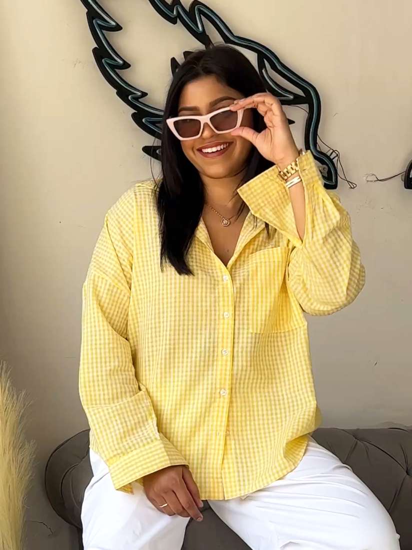 Buy Bombay High Women Oversized Yarn Dyed High Low Hem Check Shirt Shirts for Women 28026358 Myntra