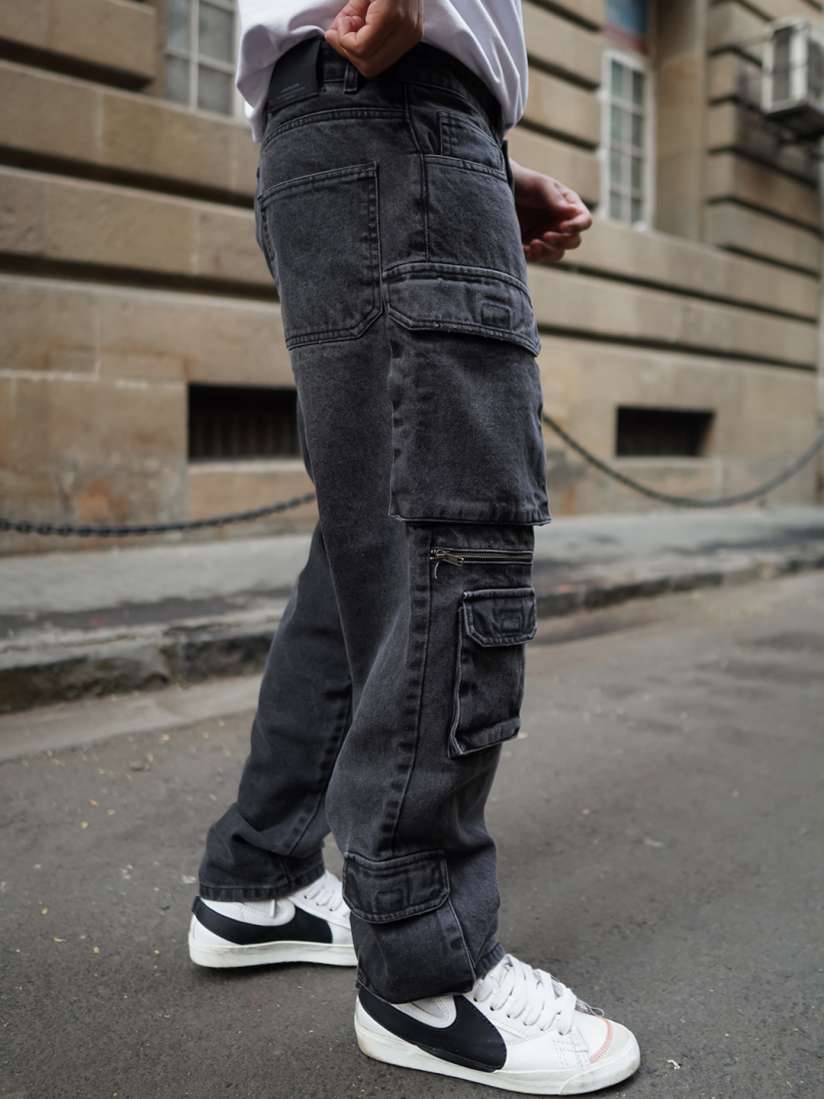 Buy Powerlook Men Black Boyfriend Fit Clean Look Cotton Cargo Jeans Jeans for Men 28030066 Myntra