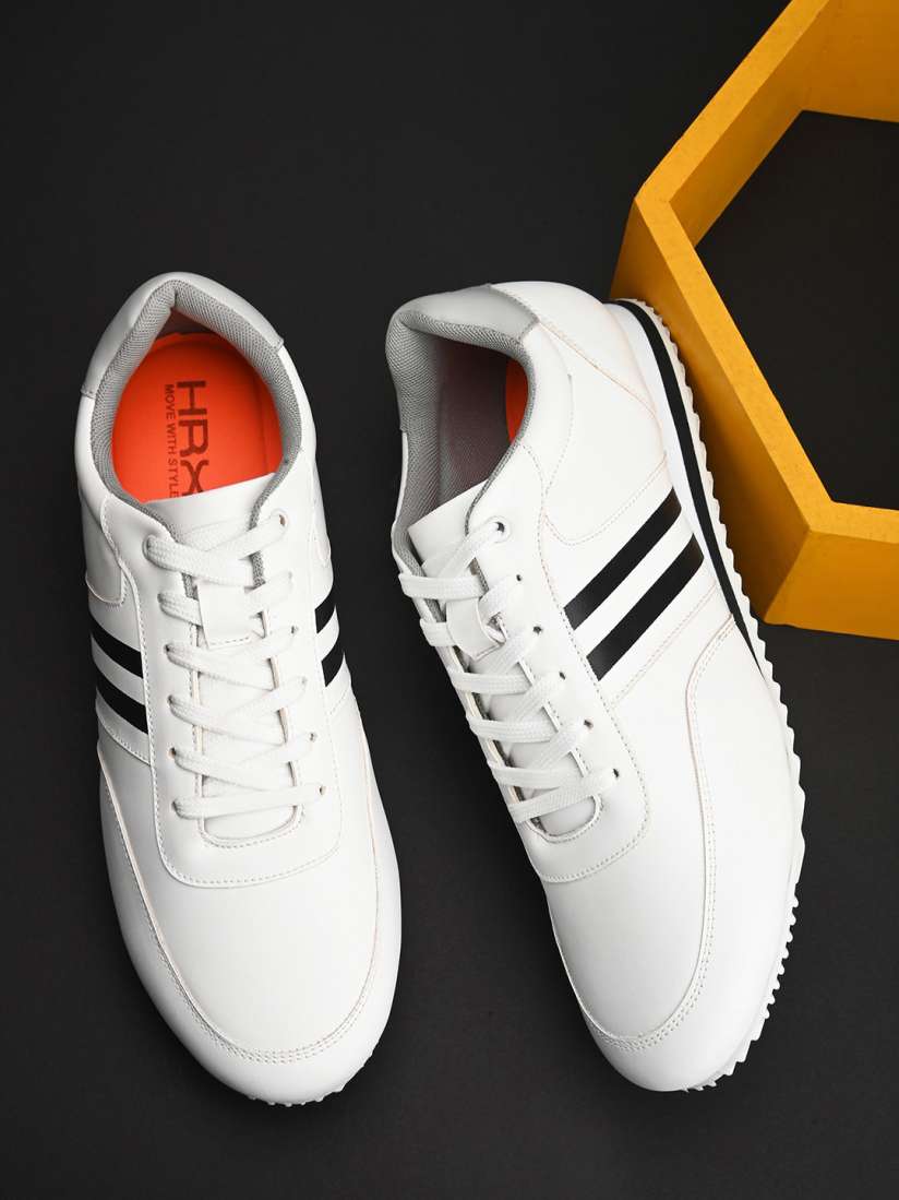Mens shoes white with black stripes cheap