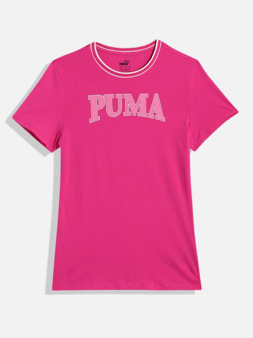 Buy Puma Girls Brand Logo Print Squad Youth Knitted Pure Cotton T shirt Tshirts for Girls 28048638 Myntra