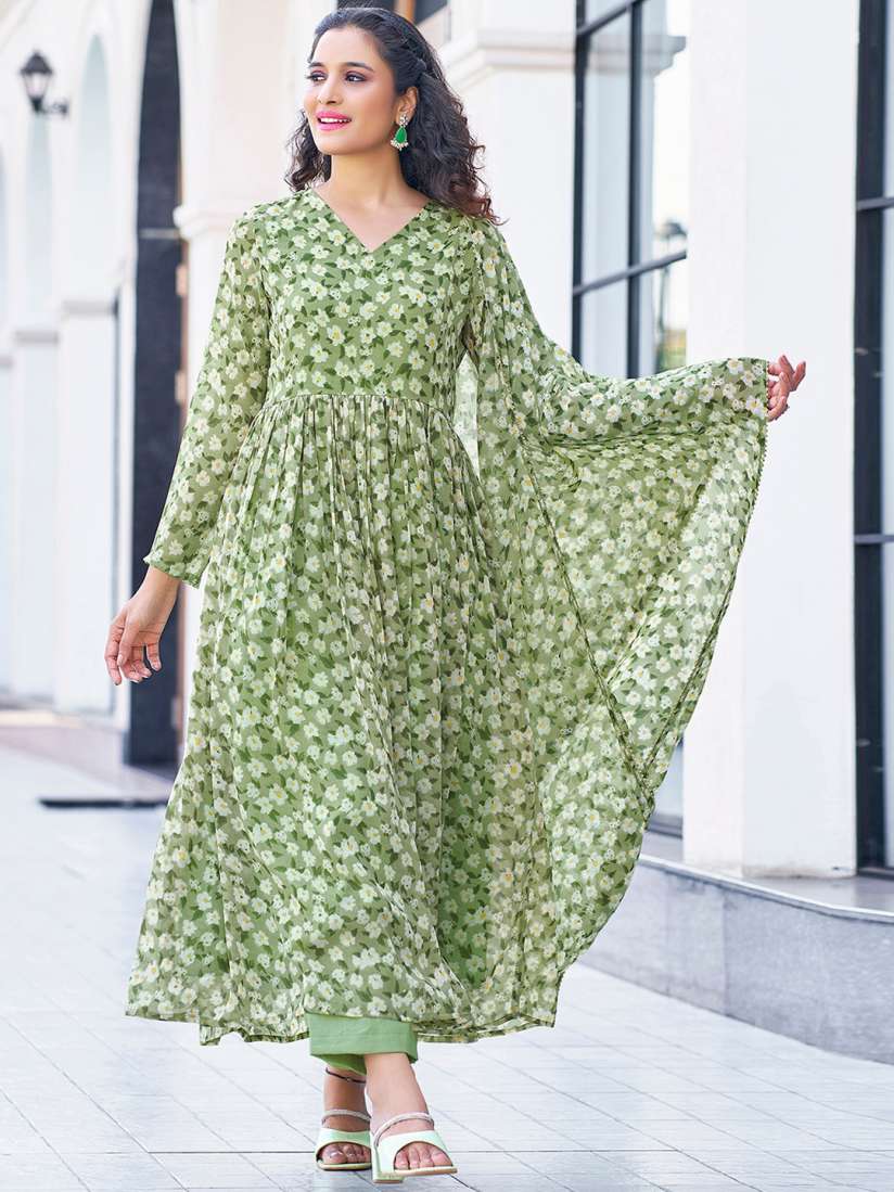 Buy KALINI Floral Printed Regular Anarkali Kurta With Palazzos Dupatta Kurta Sets for Women 28053244 Myntra