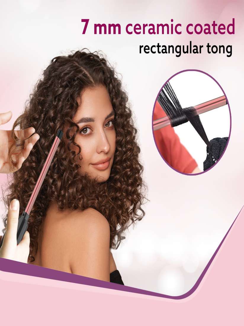 Buy Agaro HC9017 Rectangular Chopstick Curling Iron with 7mm Barrel Black Rose Gold Curling Iron and Crimpers for Unisex 28056944 Myntra