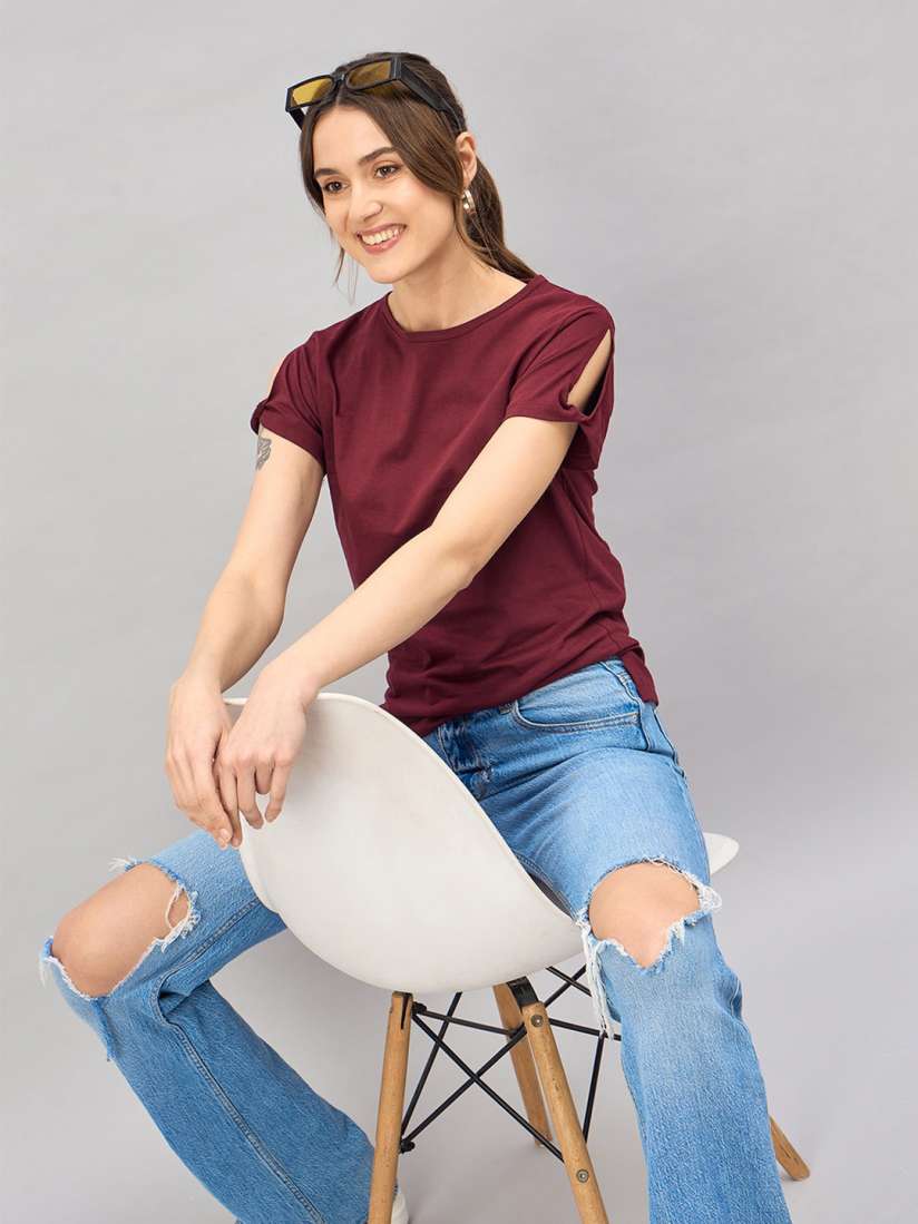 Buy The Roadster Lifestyle Co Pure Cotton High Low Tops Tops for Women 28081118 Myntra