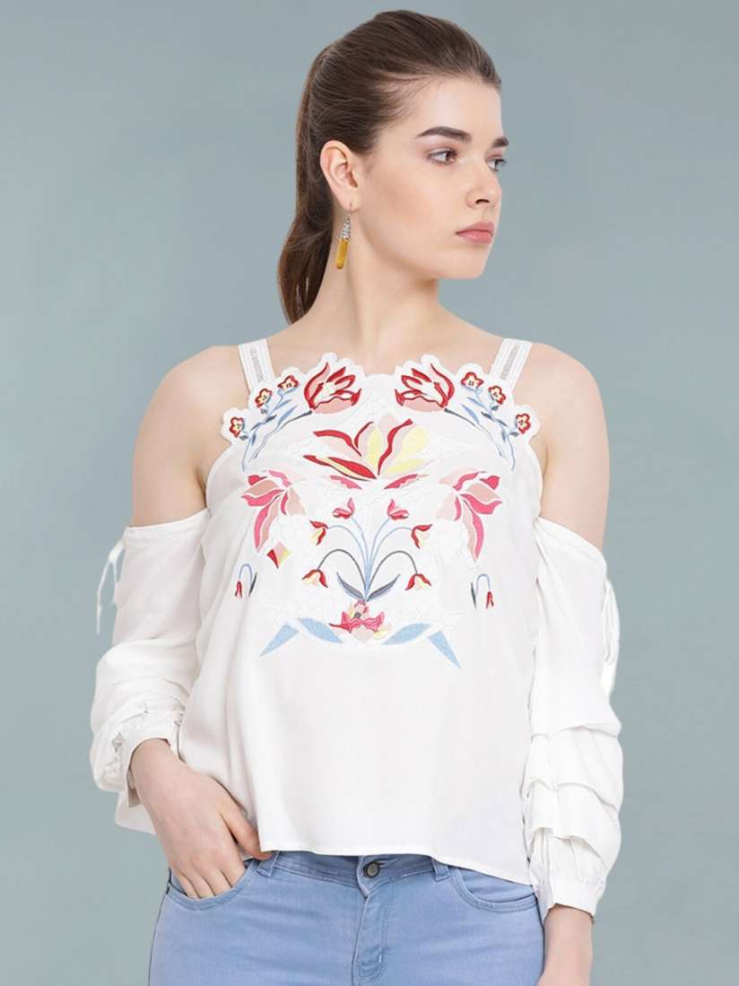 Buy Moda Elementi Floral Print Cold Shoulder Top Tops for Women 28082552 Myntra