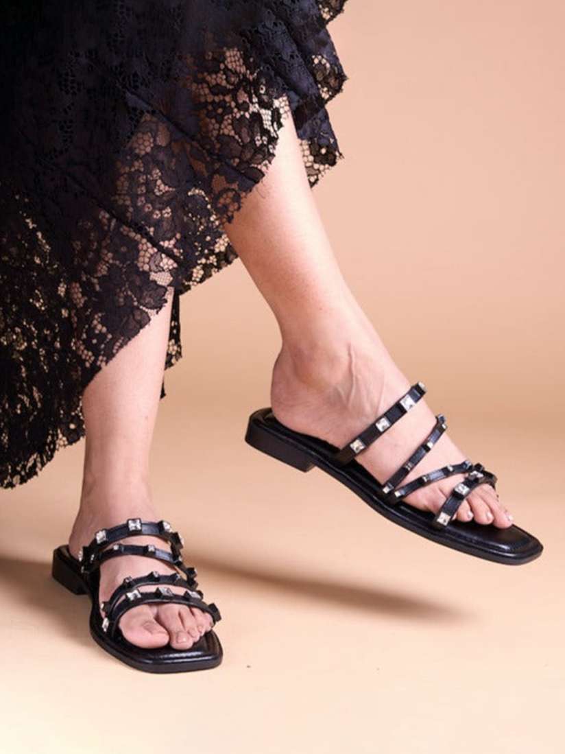 Buy CAI Criss cross diamond black flat Flats for Women 28087176 Myntra