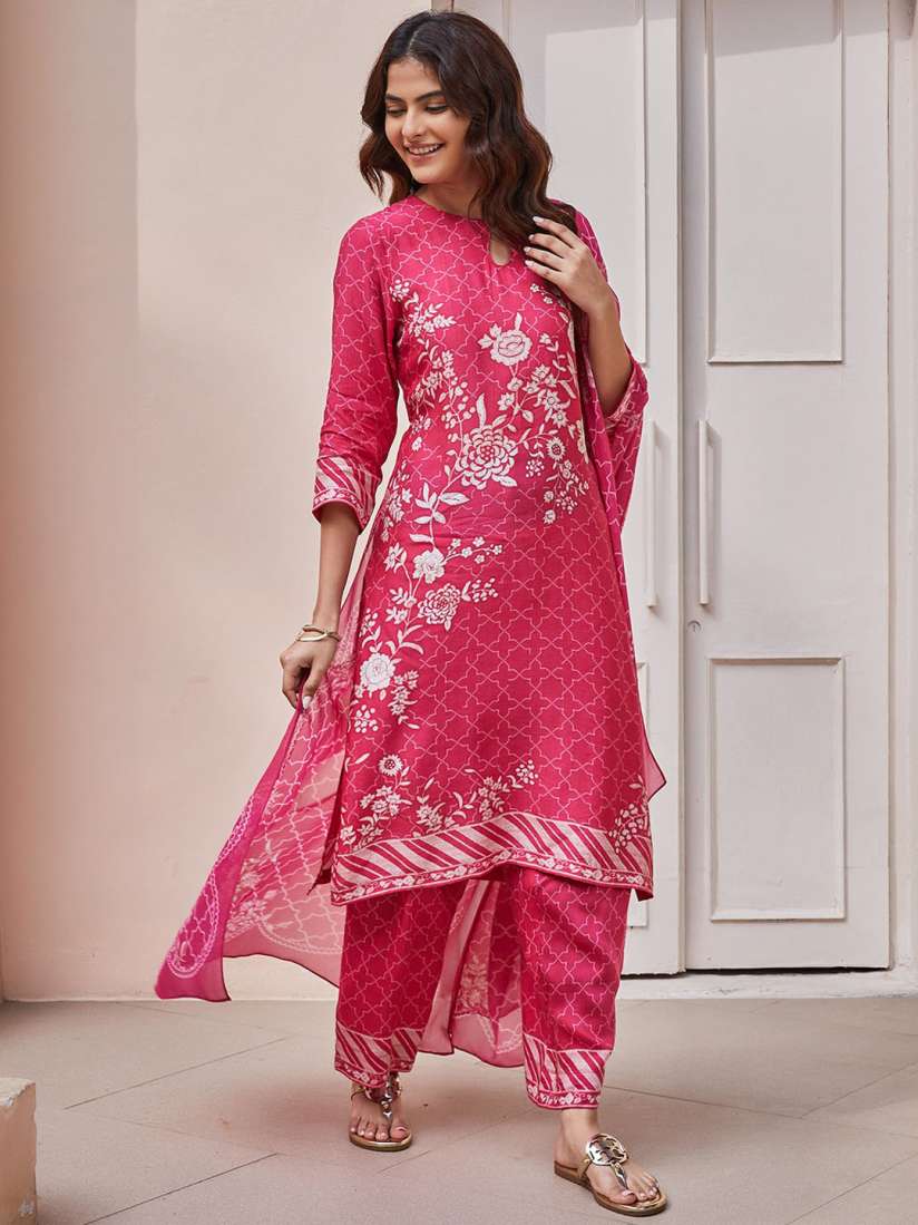 Buy Biba Women Floral Printed Regular Kurta with Palazzos With Dupatta Kurta Sets for Women 28098014 Myntra