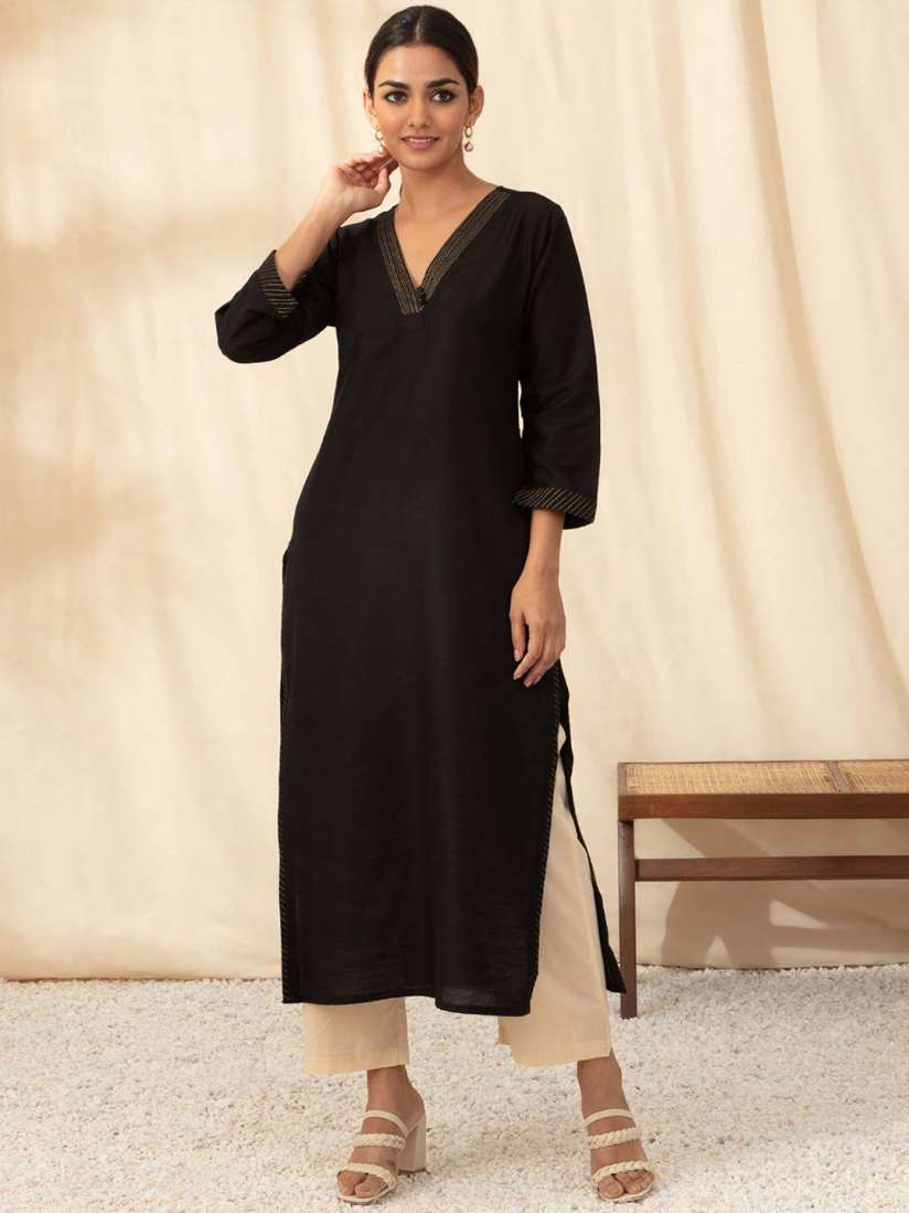 Myntra black kurta cheap