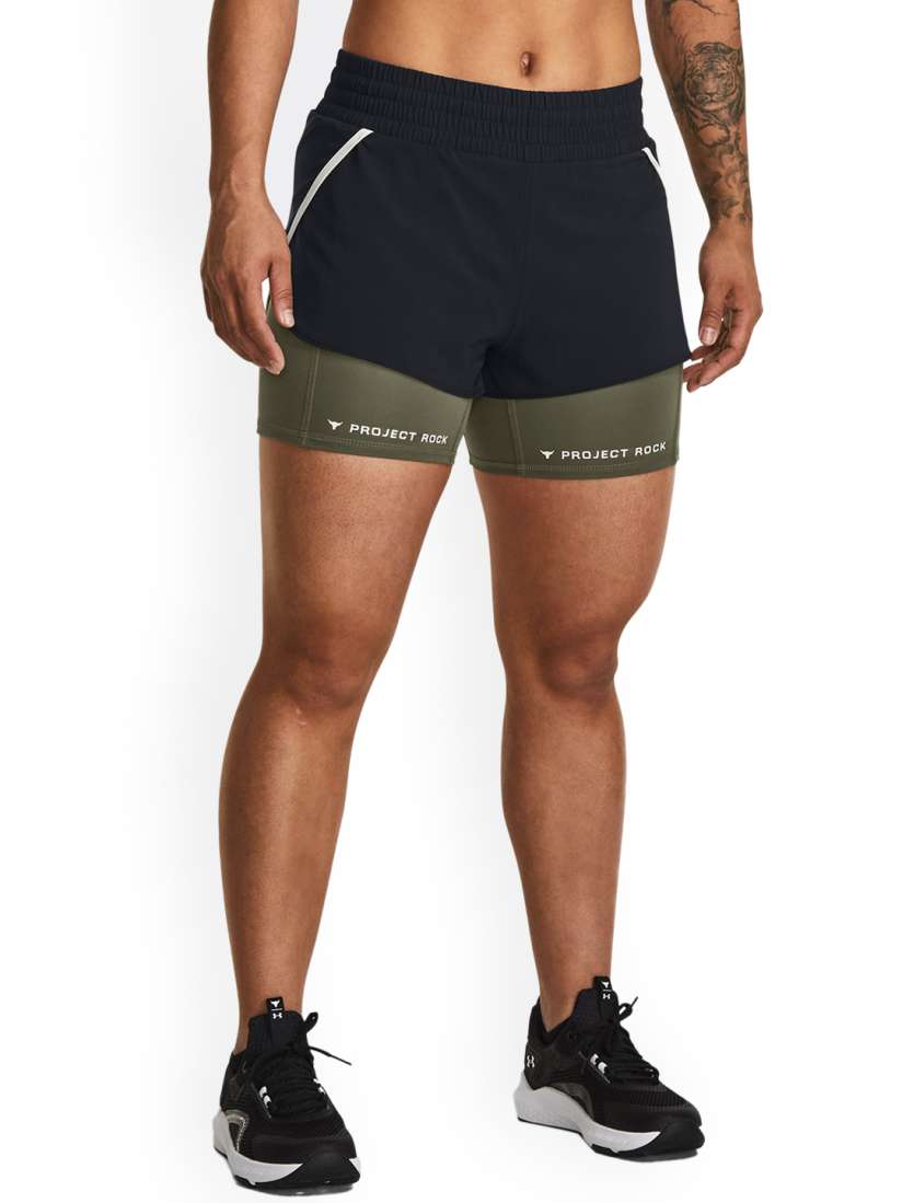 Buy UNDER ARMOUR UA Project Rock Woven Flex Woven Leg Day Slim Fit Shorts Shorts for Women 28099090 Myntra