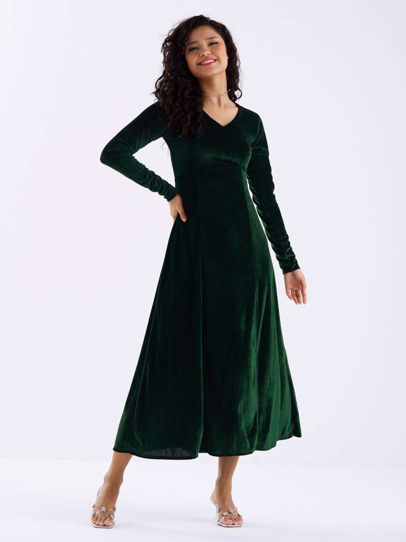 Velvet dress myntra cheap