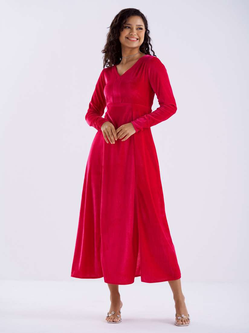 Buy AASK Velvet Fit Flare Midi Dress Dresses for Women 28102842 Myntra