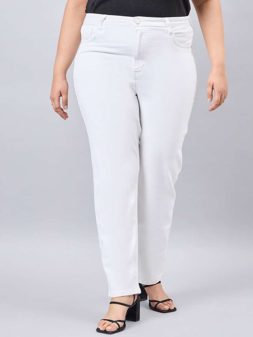 Buy Style Quotient Women Plus Size White Straight Fit High Rise Stretchable Jeans Jeans for Women 28107222 Myntra