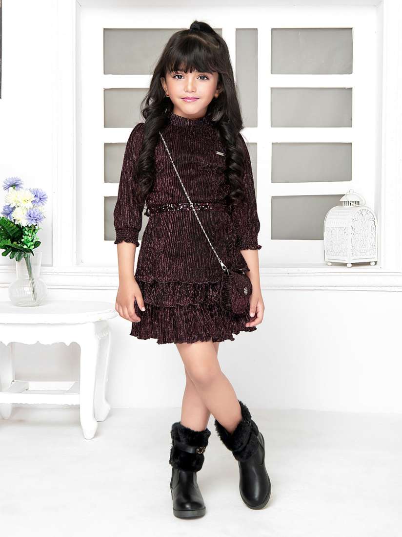 Buy Tiny Baby Girls Embellished A Line Dress with Belt and Purse Dresses for Girls 28120344 Myntra