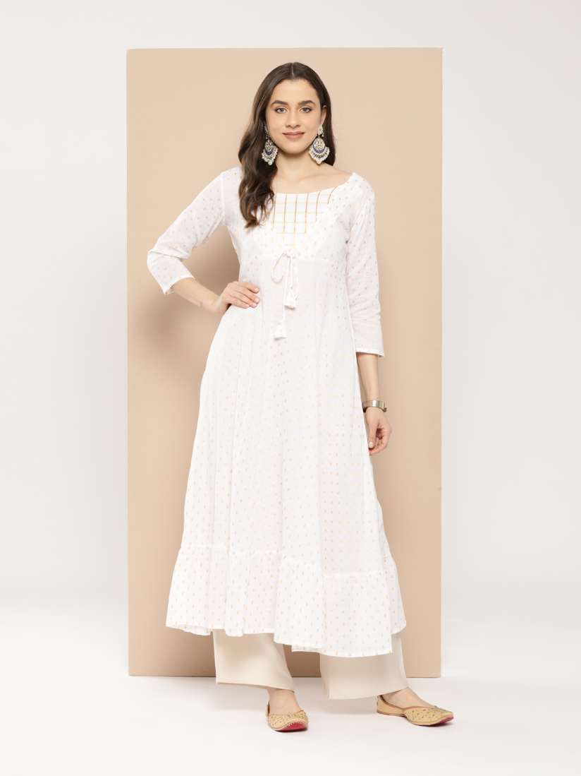 Buy MBE Women White Romance Anarkali Kurta Kurtas for Women 28121372 Myntra